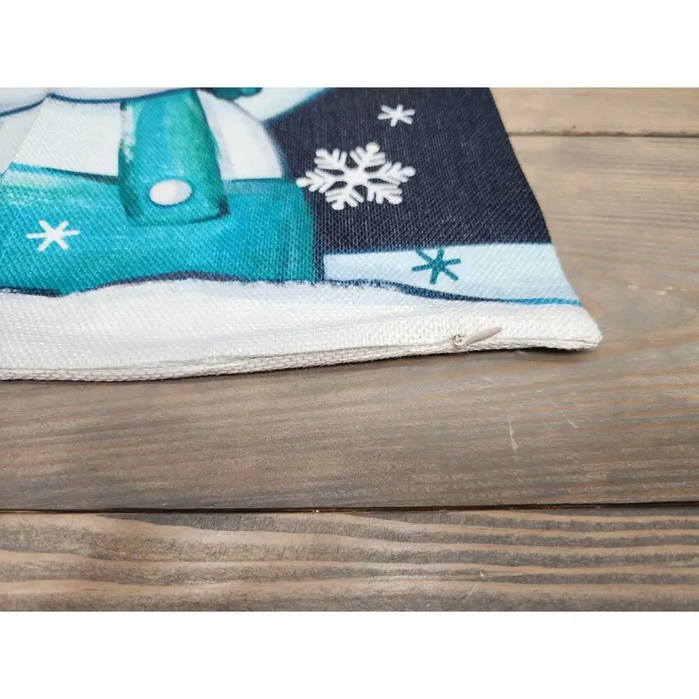 SNOWMAN Reindeer Winter Fun Christmas Throw Pillow Cover Holiday Home Decor